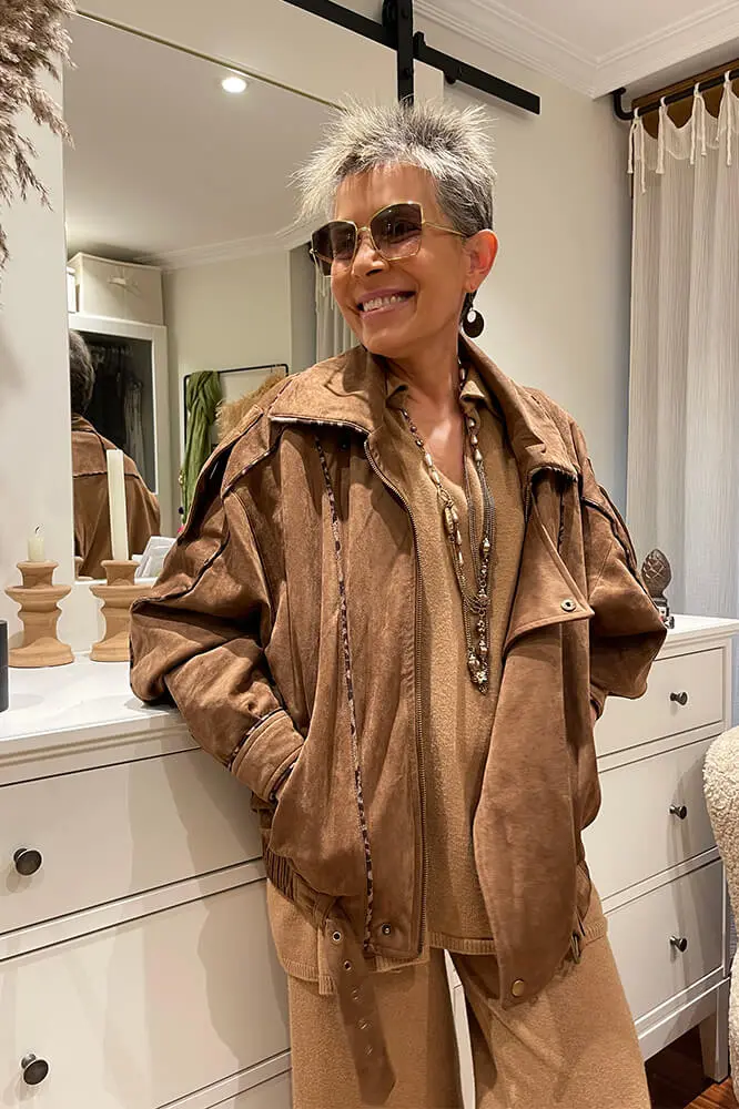 Cazadora tipo biker de corte oversize