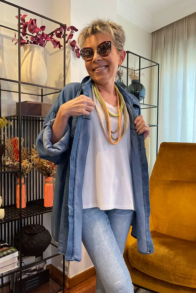 Camisa de lyocell efecto denim