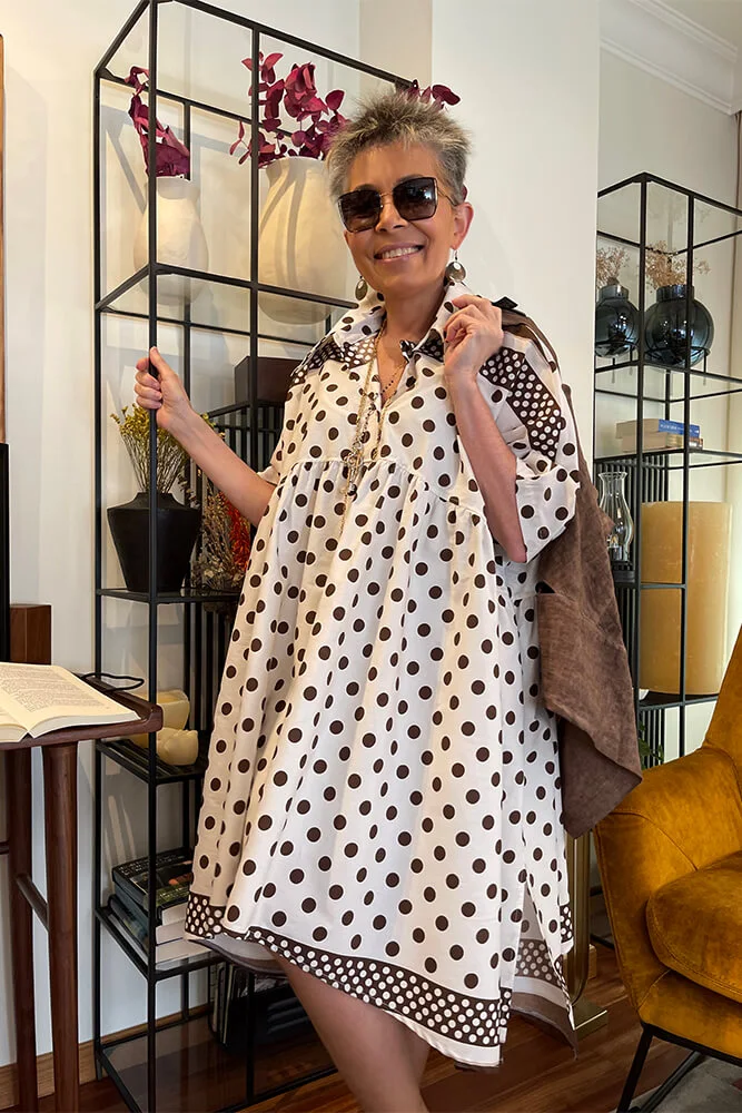 Vestido de algodón con estampado de lunares