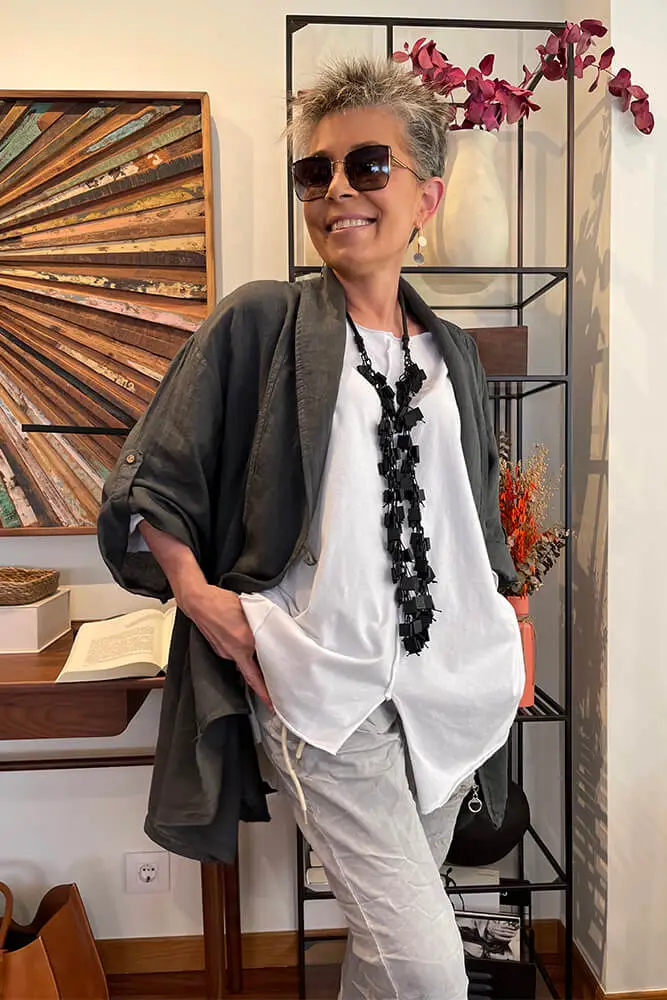 Chaqueta en tejido de lino