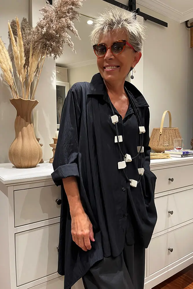Camisa en tejido de efecto ligeramente arrugado